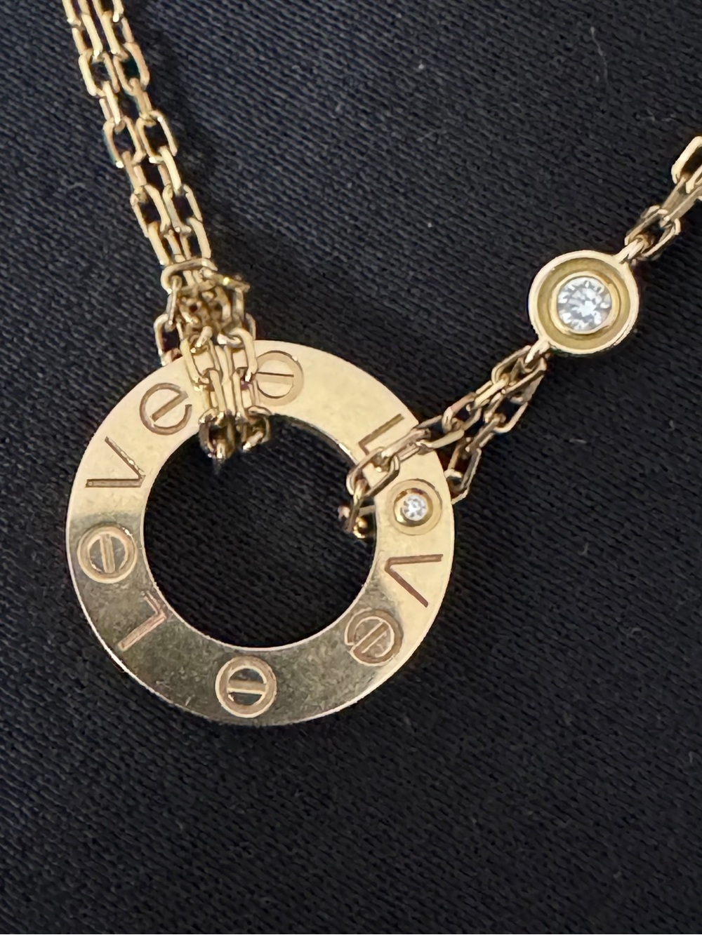Cartier 18k yellow Gold 2 Diamond LOVE Necklace